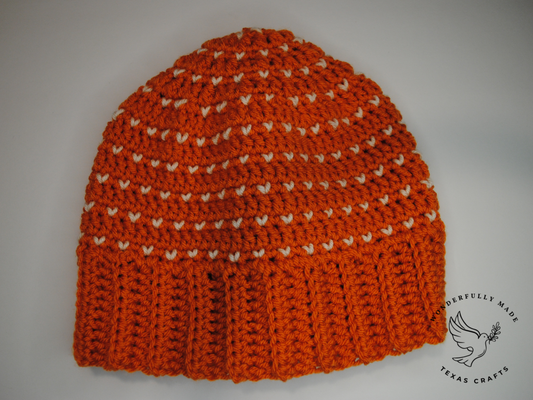 Chloe Beanie - Pumpkin with White