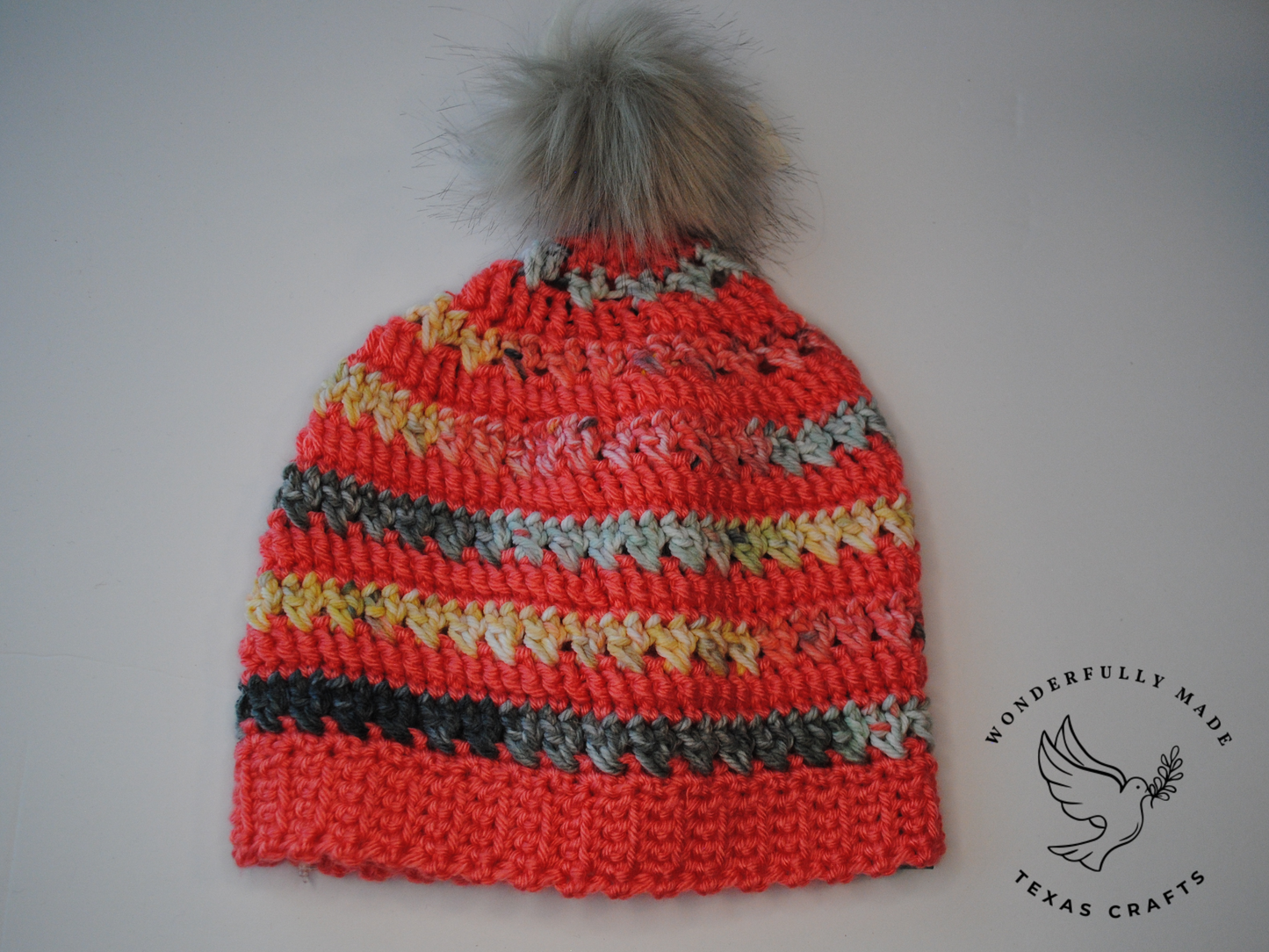 Jordan Beanie - Coral with Pink