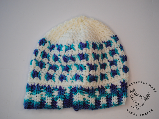 Jordan Beanie - Blue and Purple with White