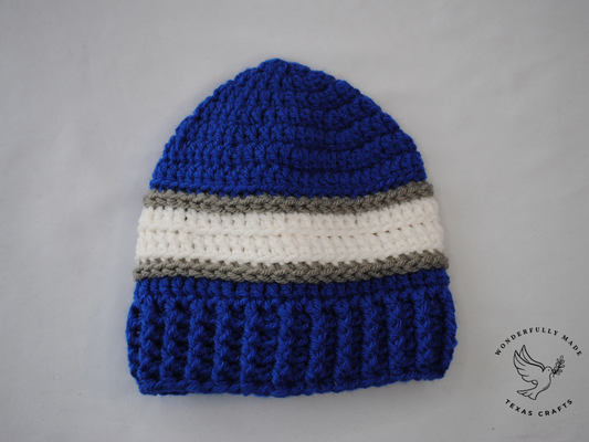 Simon Beanie - Blue with White