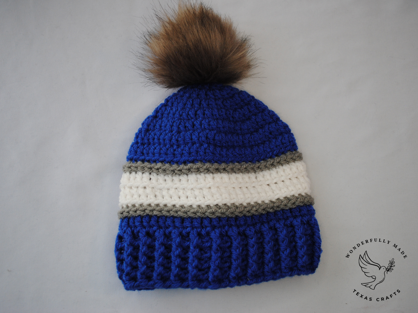 Simon Beanie - Blue with White