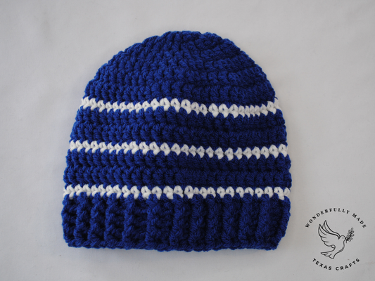 Asher Beanie - Blue with White