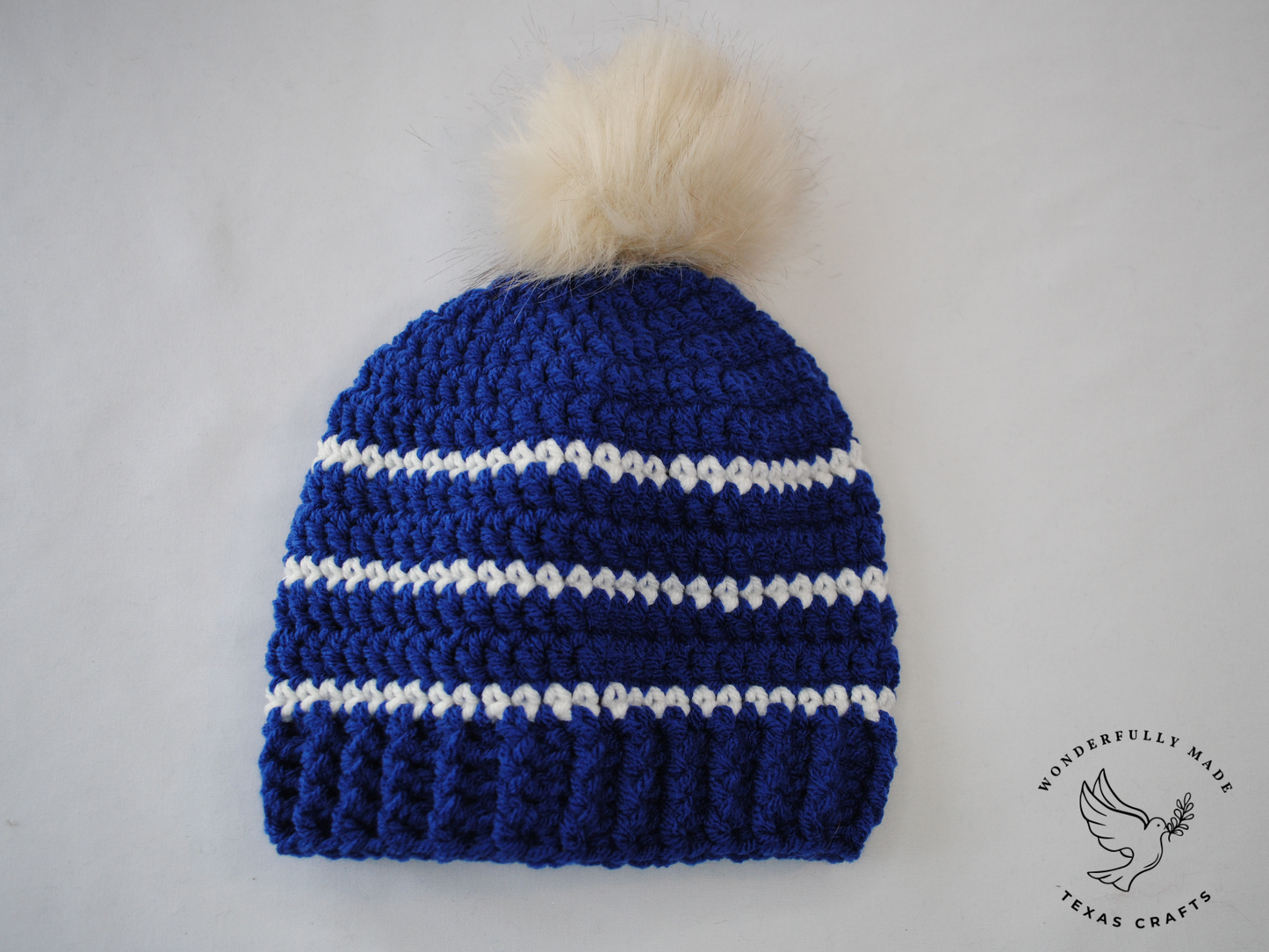 Asher Beanie - Blue with White