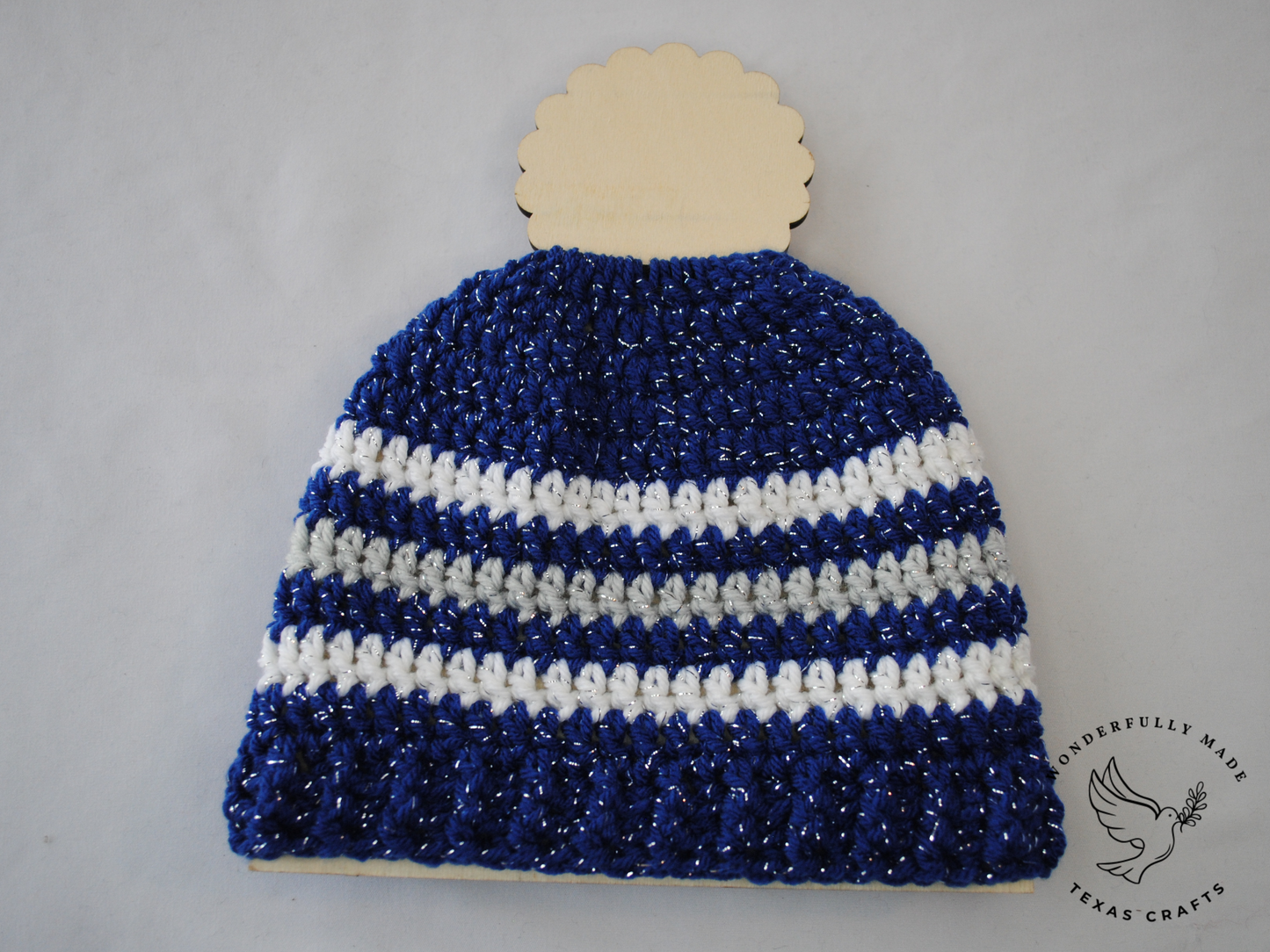 Grace Beanie - Sparkle Blue and White