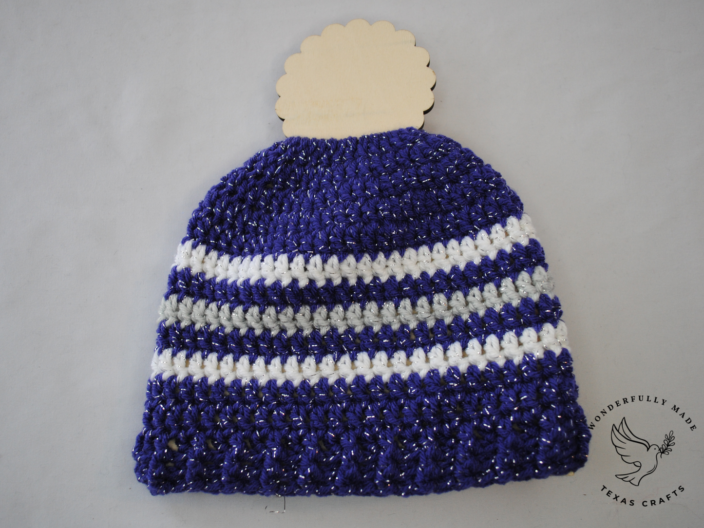 Grace Beanie -  Sparkle Purple with White