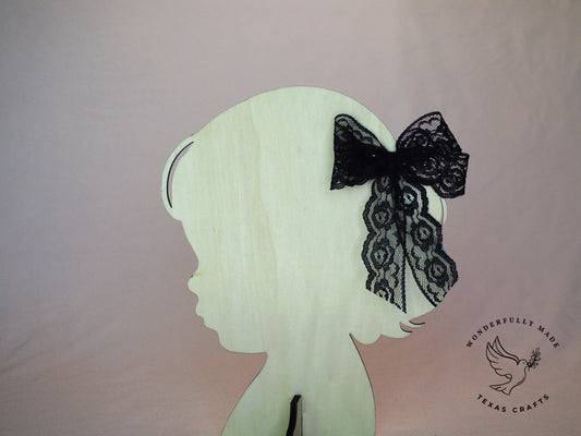 Navy Blue Lace Bow