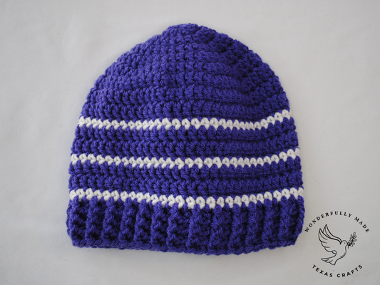 Asher Beanie - Purple with White