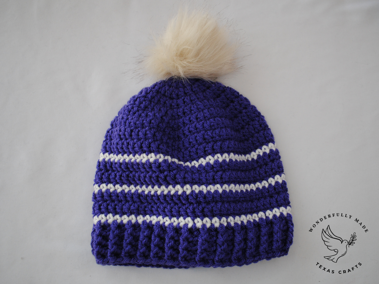 Asher Beanie - Purple with White