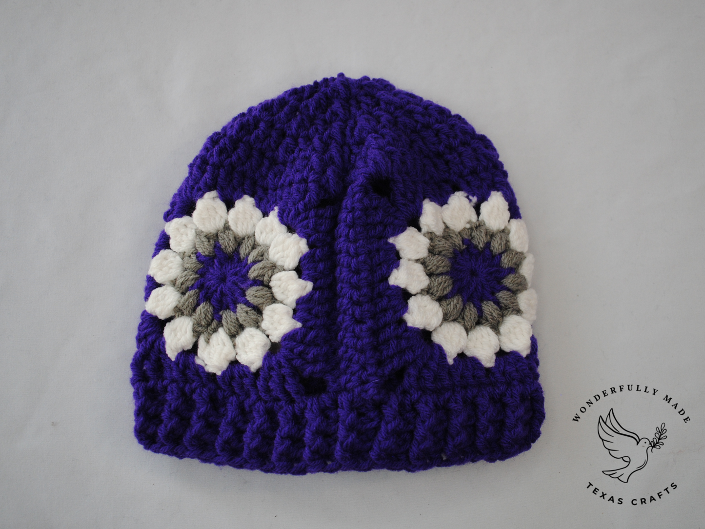 Starburst Beanie - Purple and White