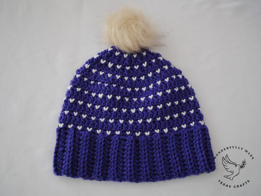Chloe Beanie - Purple with White