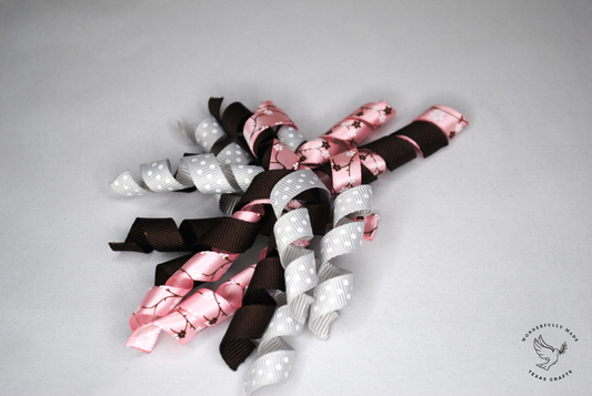 Brown, pink and gray with flowers