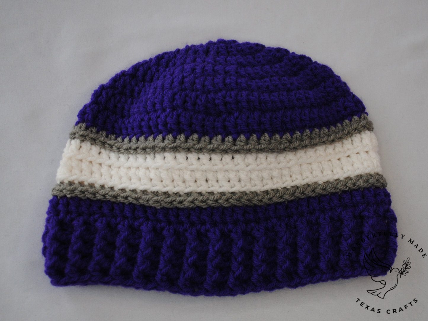 Simon Beanie - Purple with White