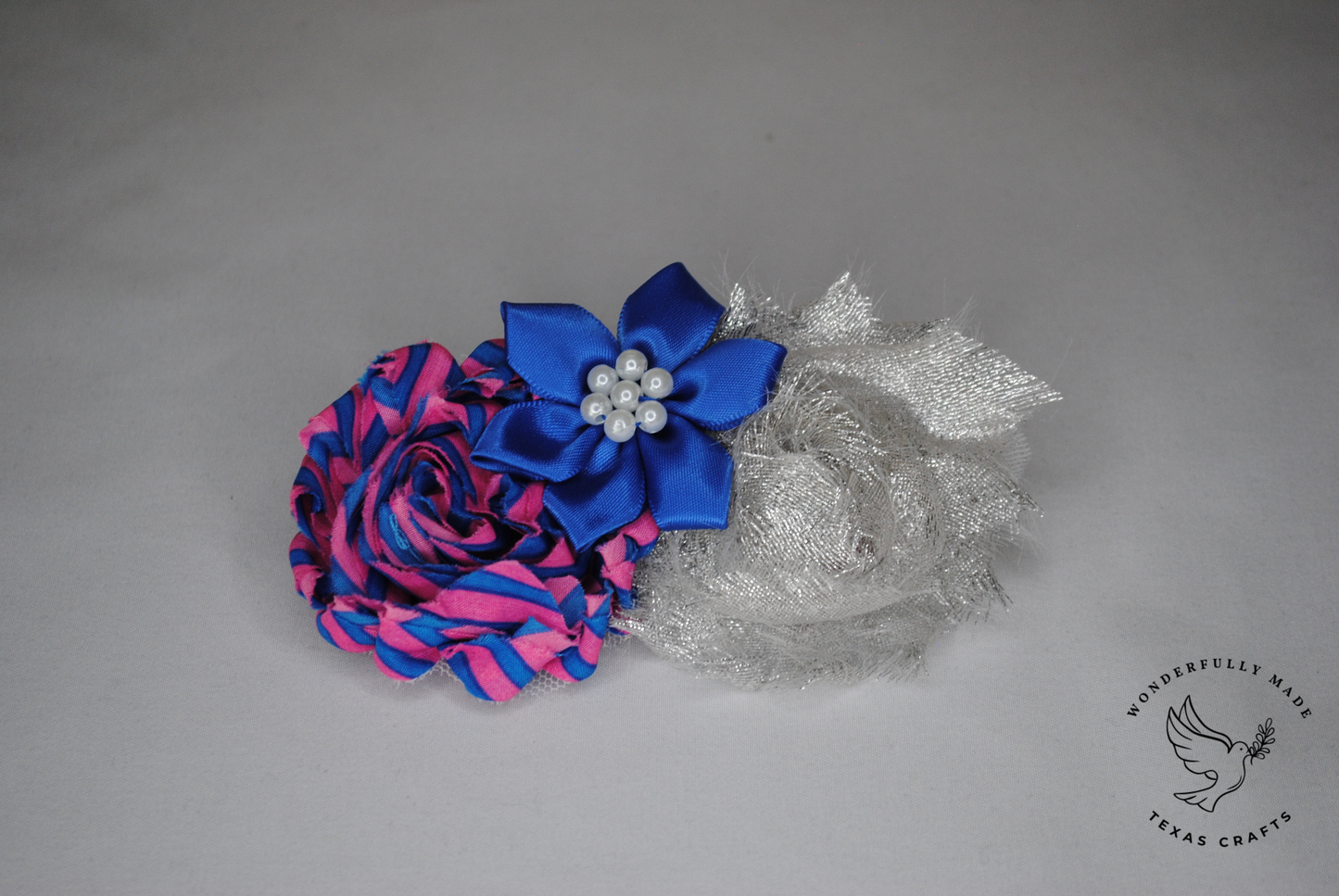 Blue and Pink Flower Bow