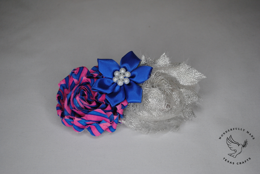 Blue and Pink Flower Bow