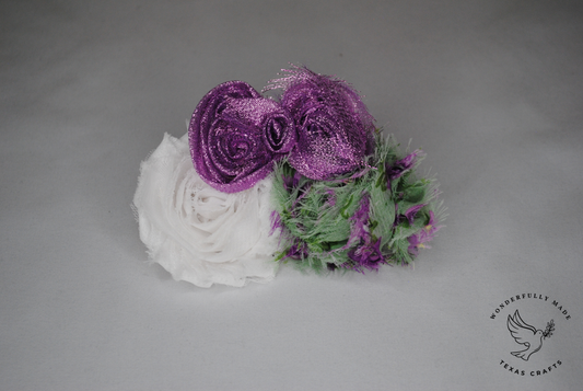 Purple  and green flower clip