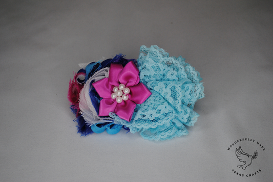 Pink and Blue Flower Bow