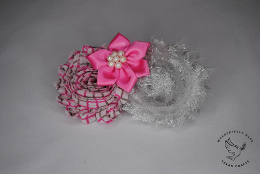 Pink and Silver Flower Bow