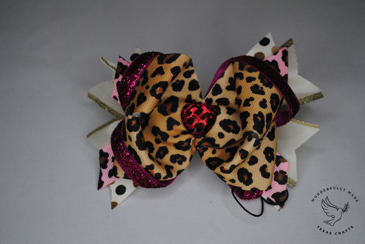 Pink Leopard Bow