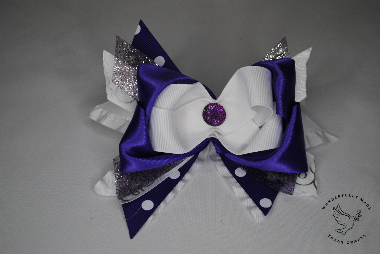 Purple and White Bow