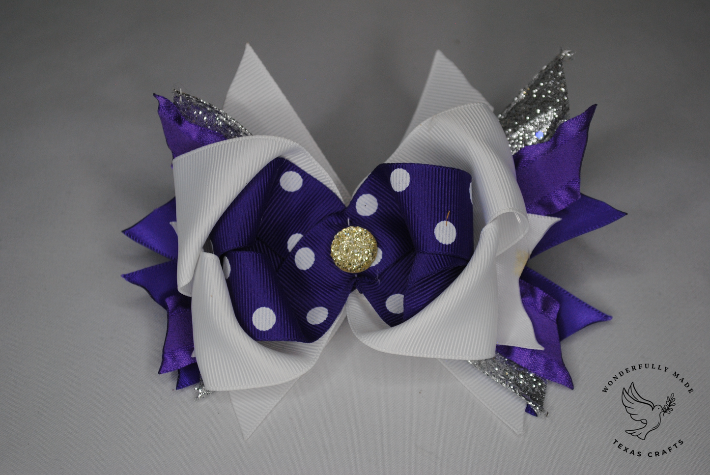 Purple and White Bow