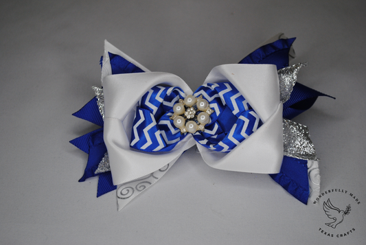 Blue and White Bow