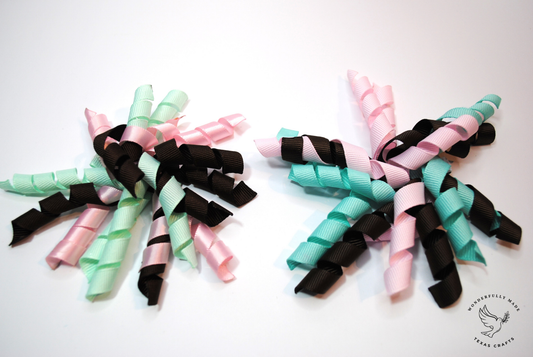 2 pcs - Brown, mint and pink