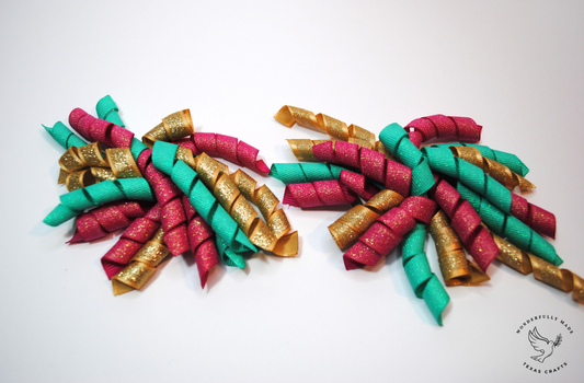 2 pcs - Pink, teal and gold