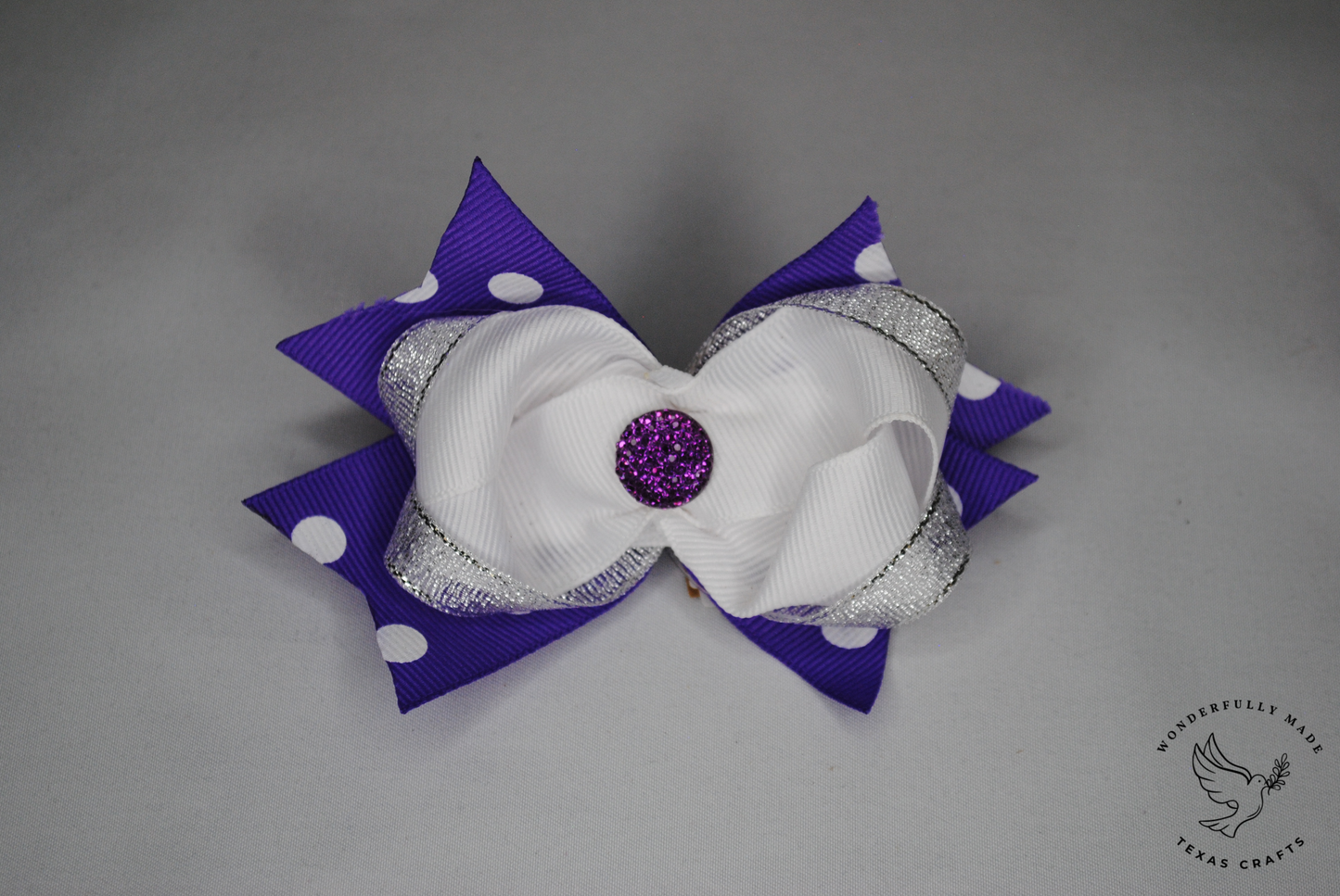 Purple and White mini bow