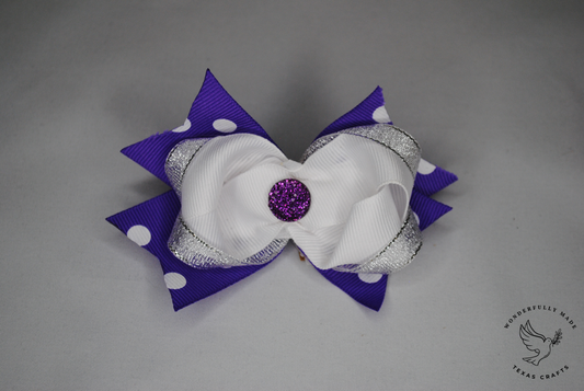 Purple and White mini bow