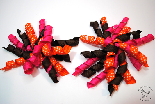 2 pcs - Brown, orange and pink