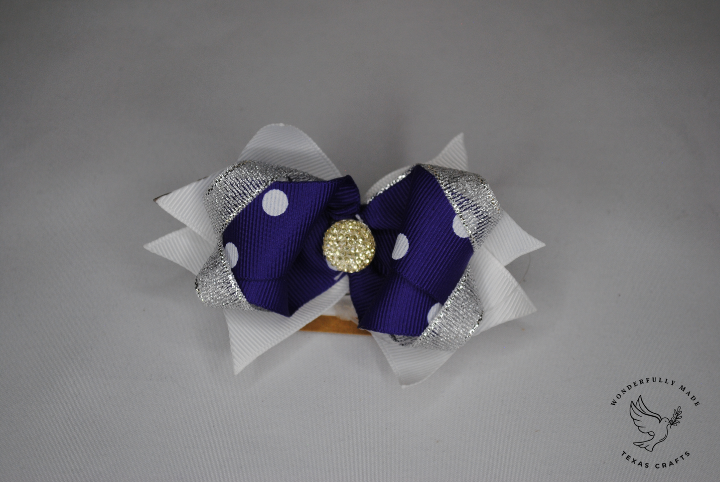 Purple and White mini bow