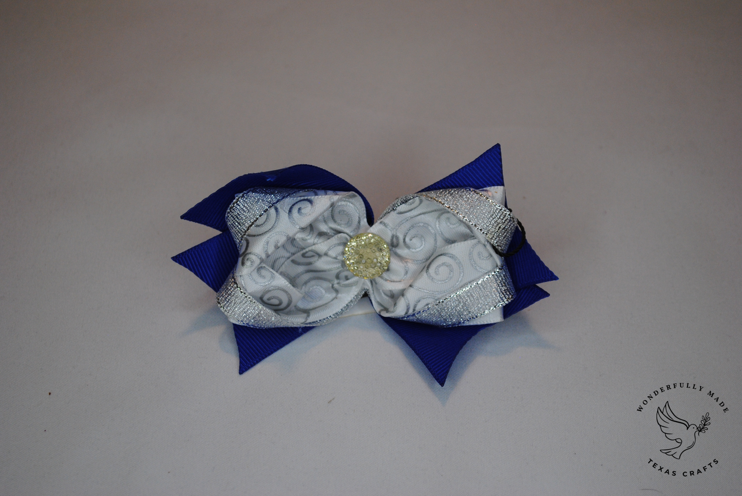 Blue and White mini bow