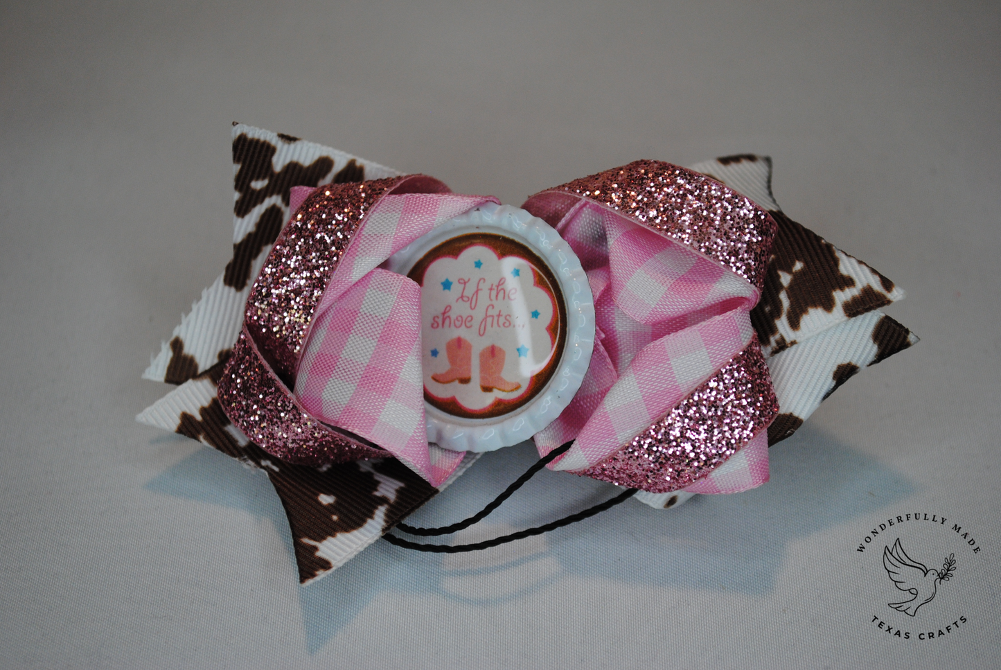 Brown and Pink Cow Print mini bow