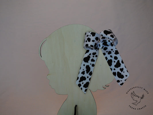 Black Cow Print Bow