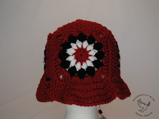 Red and Black Sunburst Bucket Hat