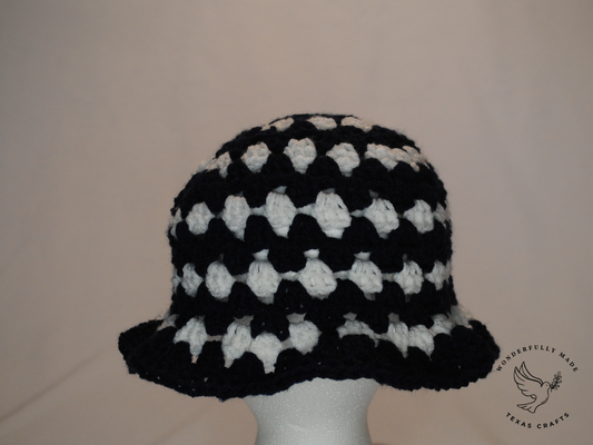 Navy and White Bucket Hat