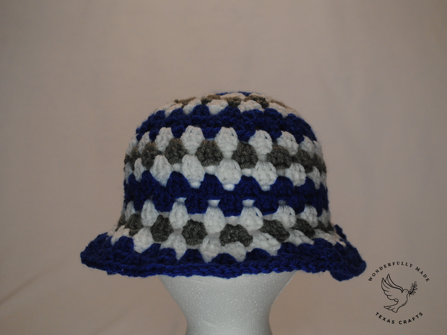Blue, Gray and White Bucket Hat