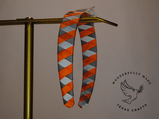 Orange, Gray and White Woven Headband