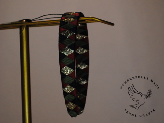 Maroon and Green Glitter Headband