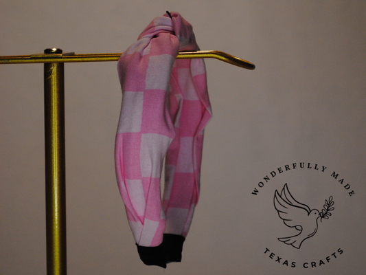 Pink Check Headband