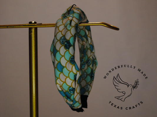 Teal Mermaid Scales Headband