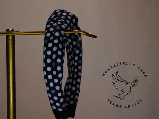 Blue with Sparkle White dots Headband