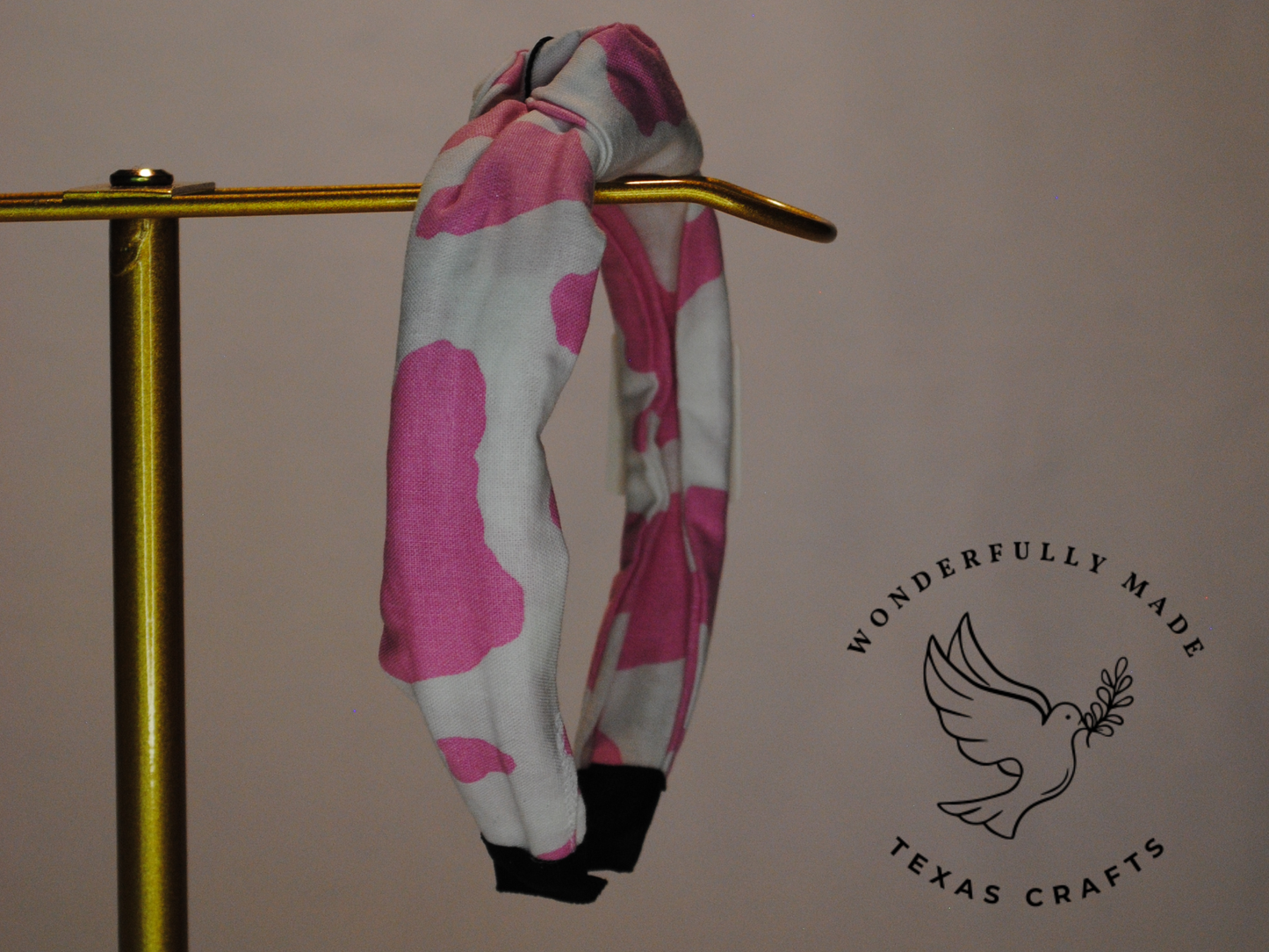 Pink Cow print Headband