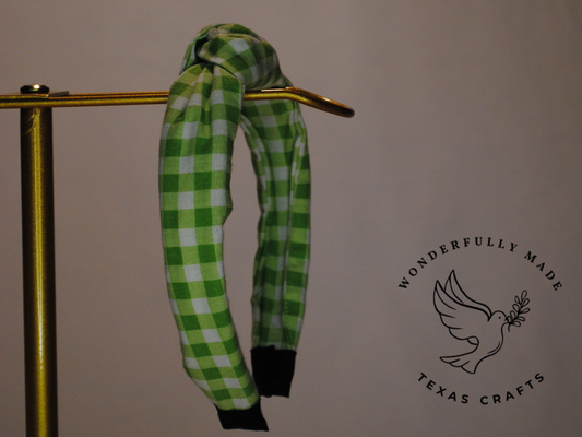Green gingham Headband