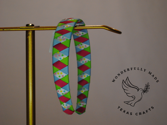 Pink and Green Woven Headband