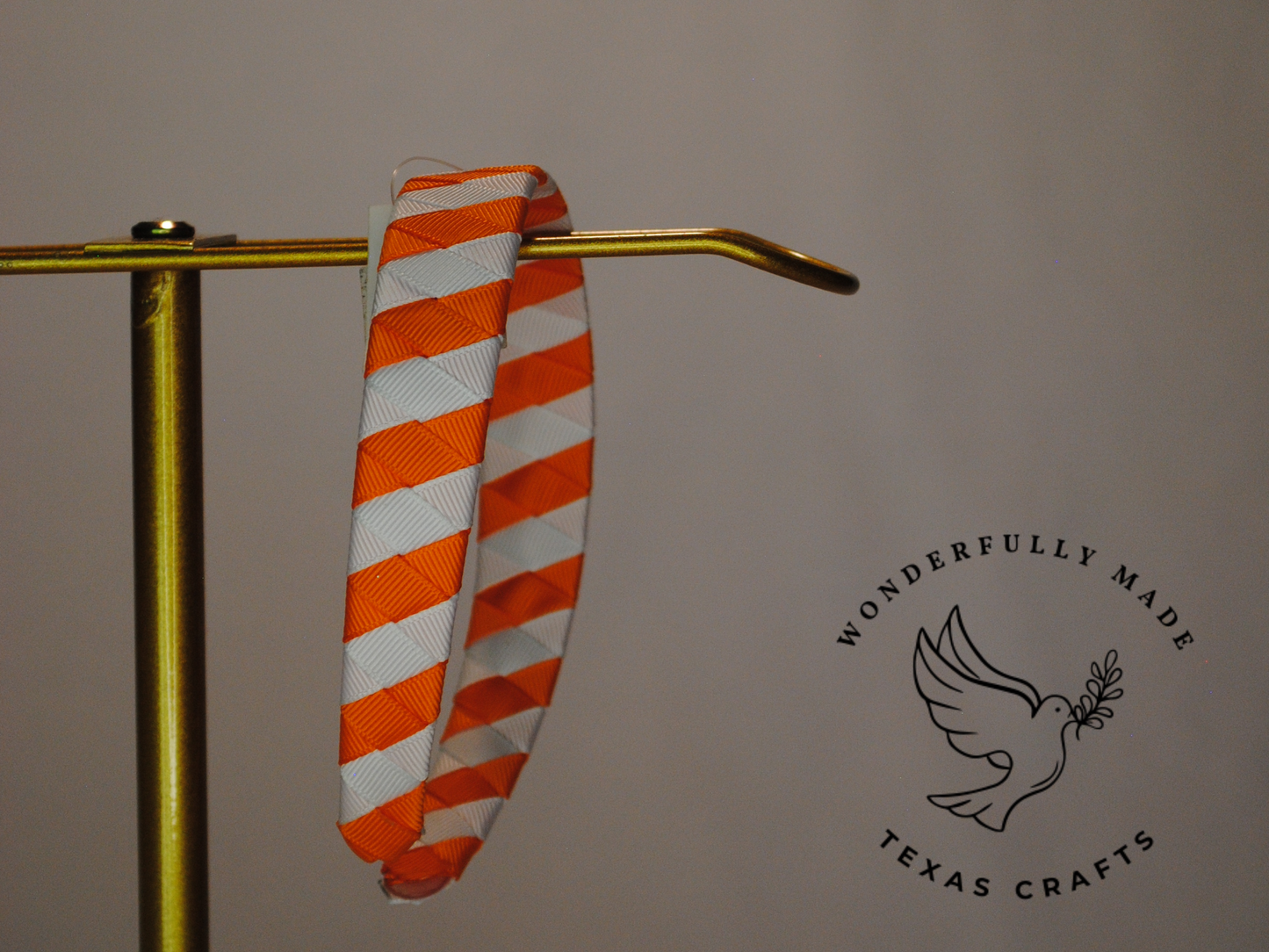Orange and White Woven Headband