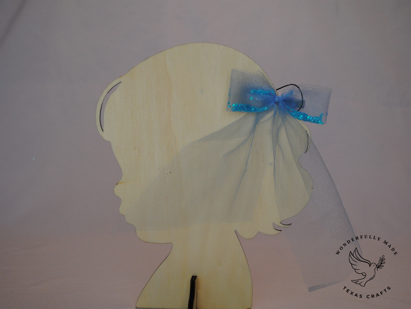 Blue filled tulle bow