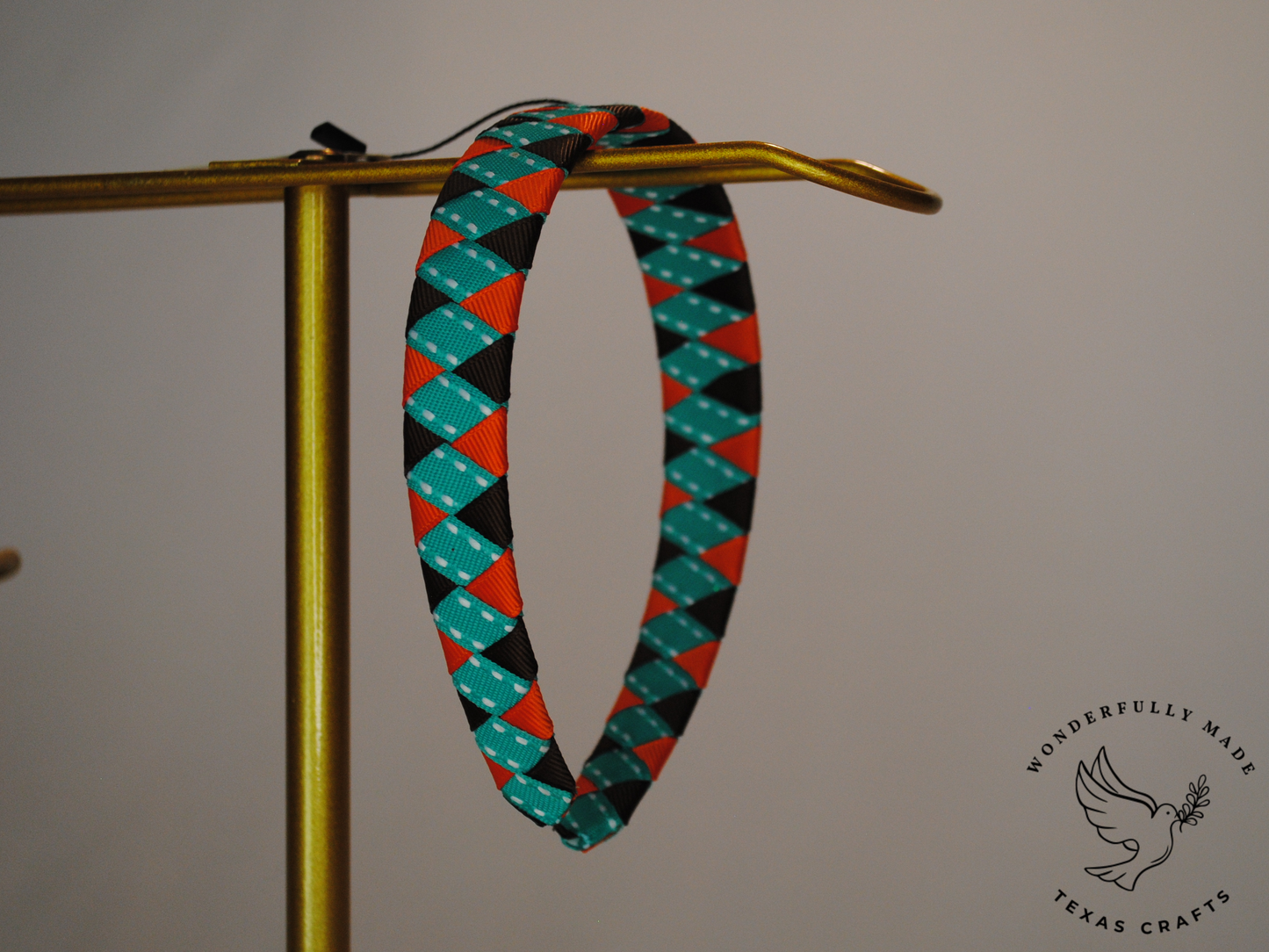 Brown, Orange and Teal Woven Headband