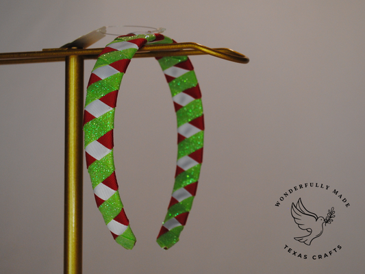 Light Green and Red Woven Headband