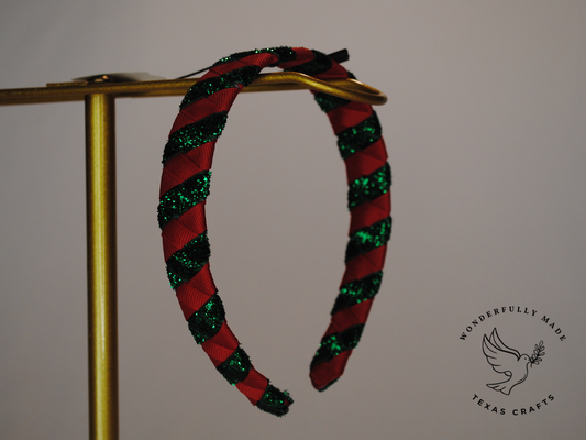 Red and Green Sparkle Woven Headband